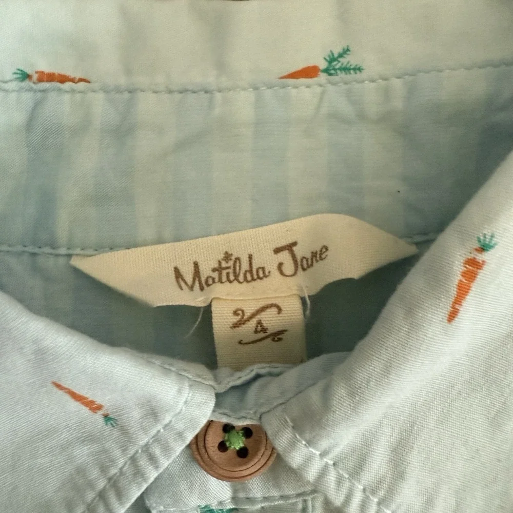 MATILDA JANE BOY Mr. Cottontail Carrots Button Up‎ Shirt Size 4 Spring Easter